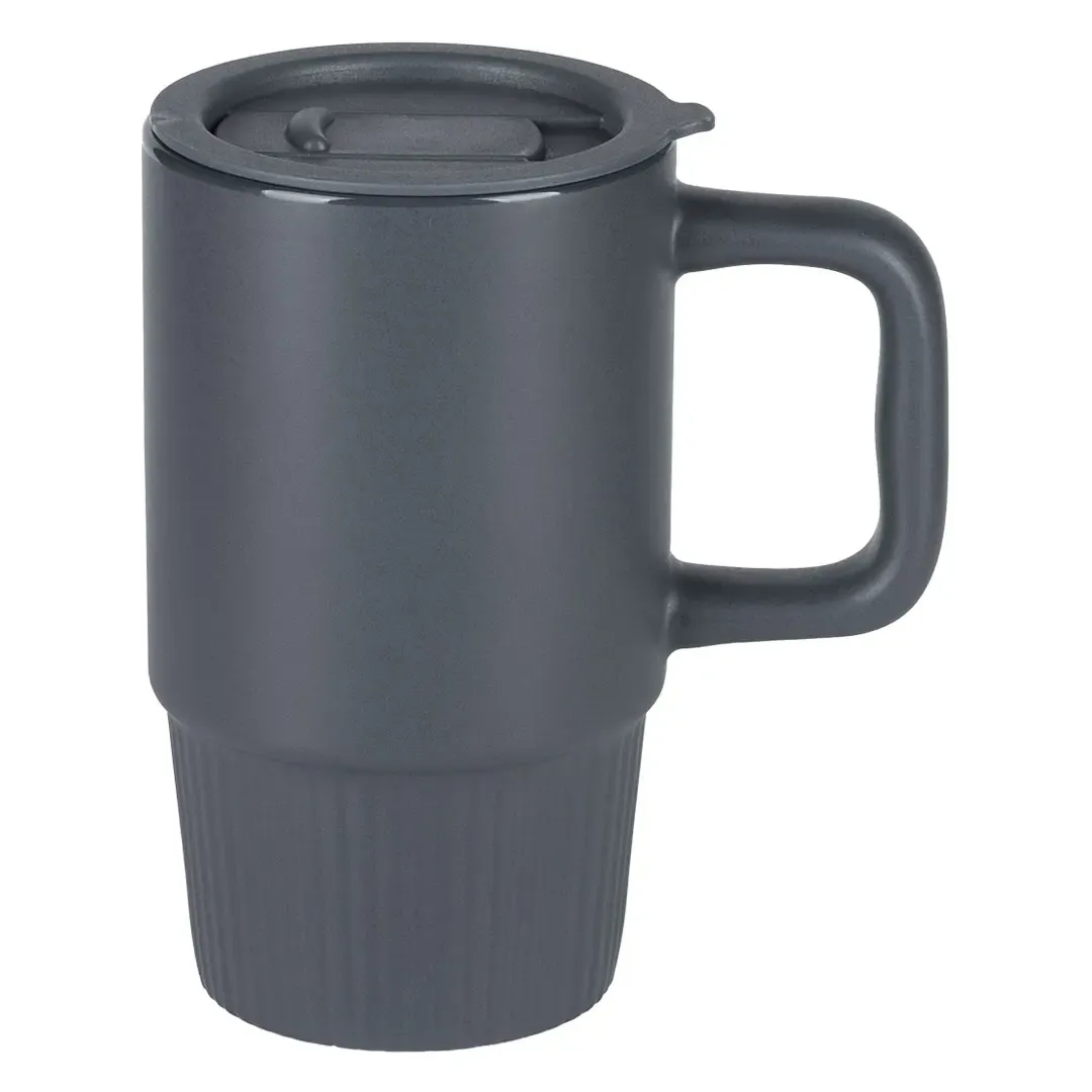 MONARCH, keramička šolja sa poklopcem, 420 ml, tamno siva