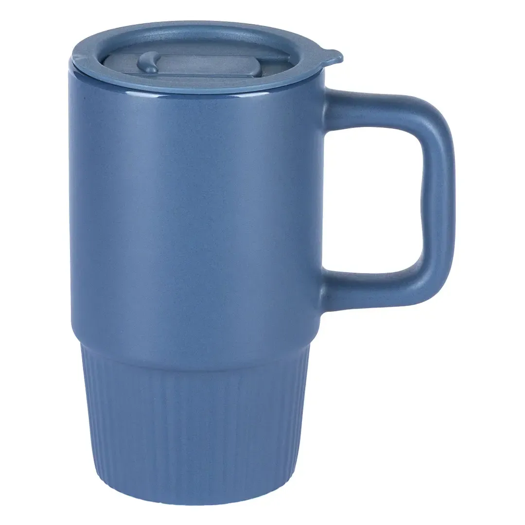 MONARCH, keramička šolja sa poklopcem, 420 ml, azurno plava