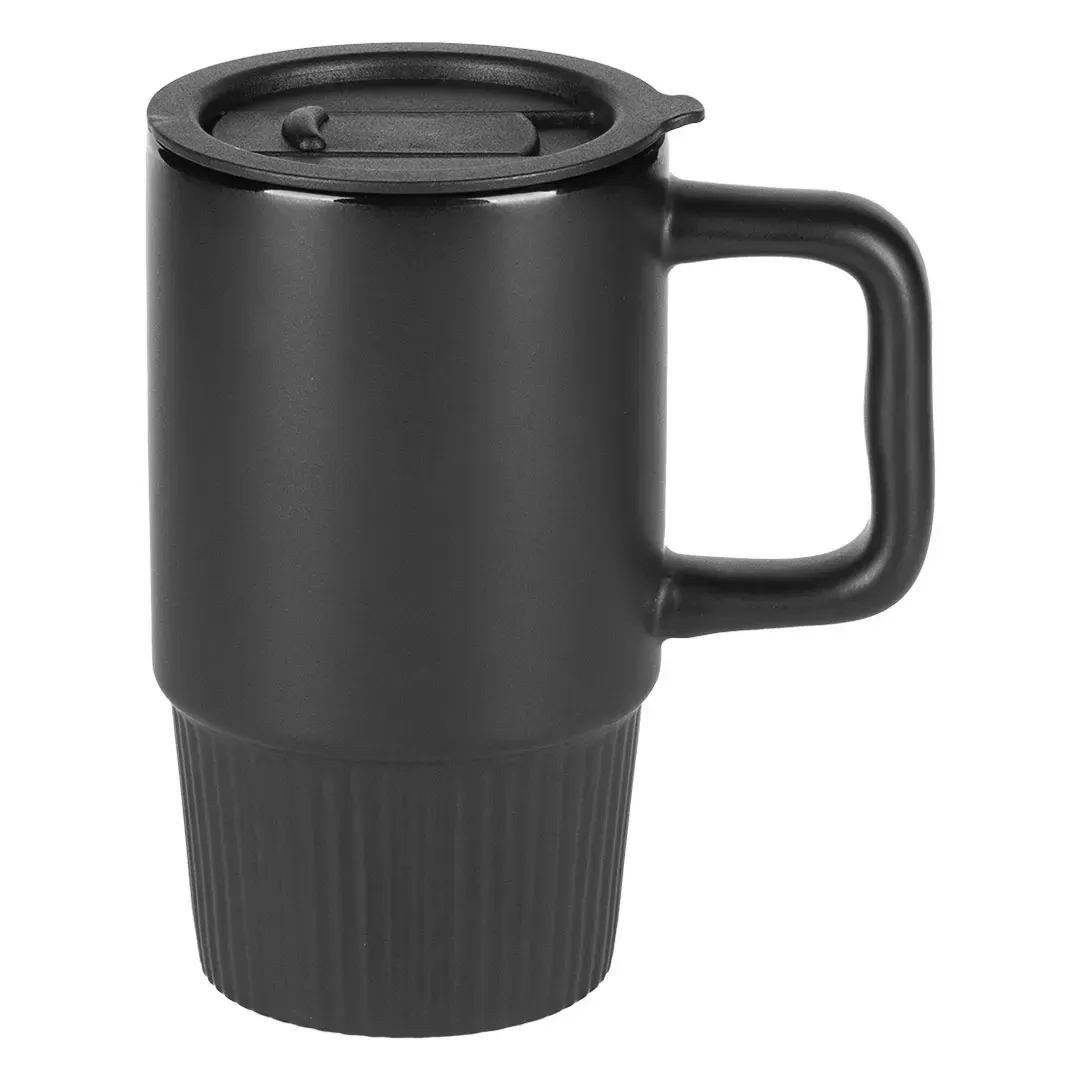 MONARCH, keramička šolja sa poklopcem, 420 ml, crna