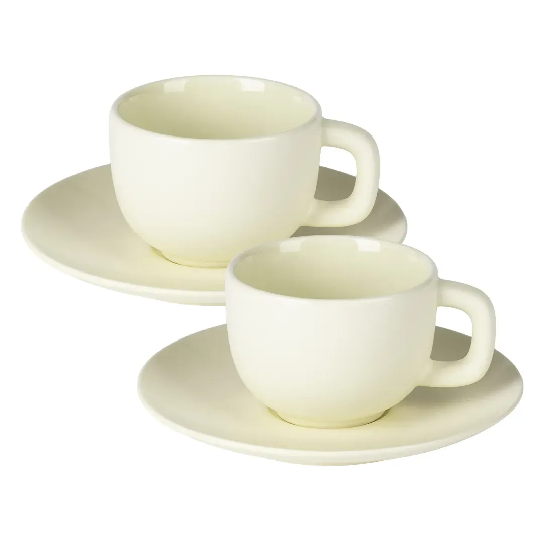 TOTEM, set od dve keramičke šolje za cappuccino sa tacnama, 2 x 200 ml, bež