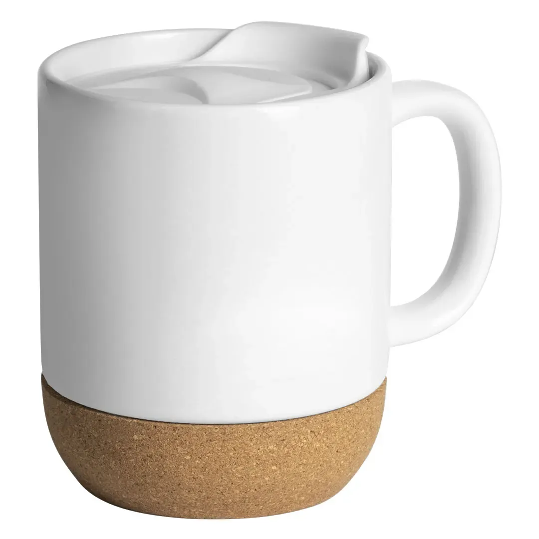 CORTADO, keramička šolja sa dnom od plute, 400 ml, bela