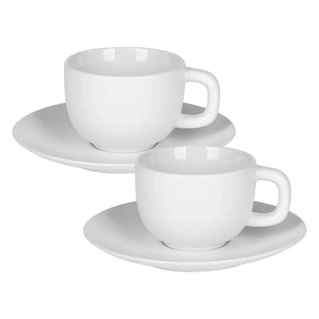 TOTEM MINI, set od dve keramičke šolje za espresso sa tacnama, 2 x 85 ml, beli