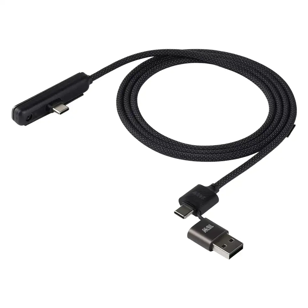 GEIGER 2IN1, usb type-c kabl za punjenje i prenos podataka, sa rotirajućim držačem za mobilne uređaje, 2 u 1, 240w, crni