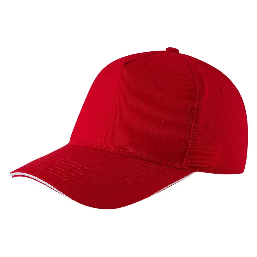 BASEBALL, kačket sa 5 panela, čičak kopča, crveni