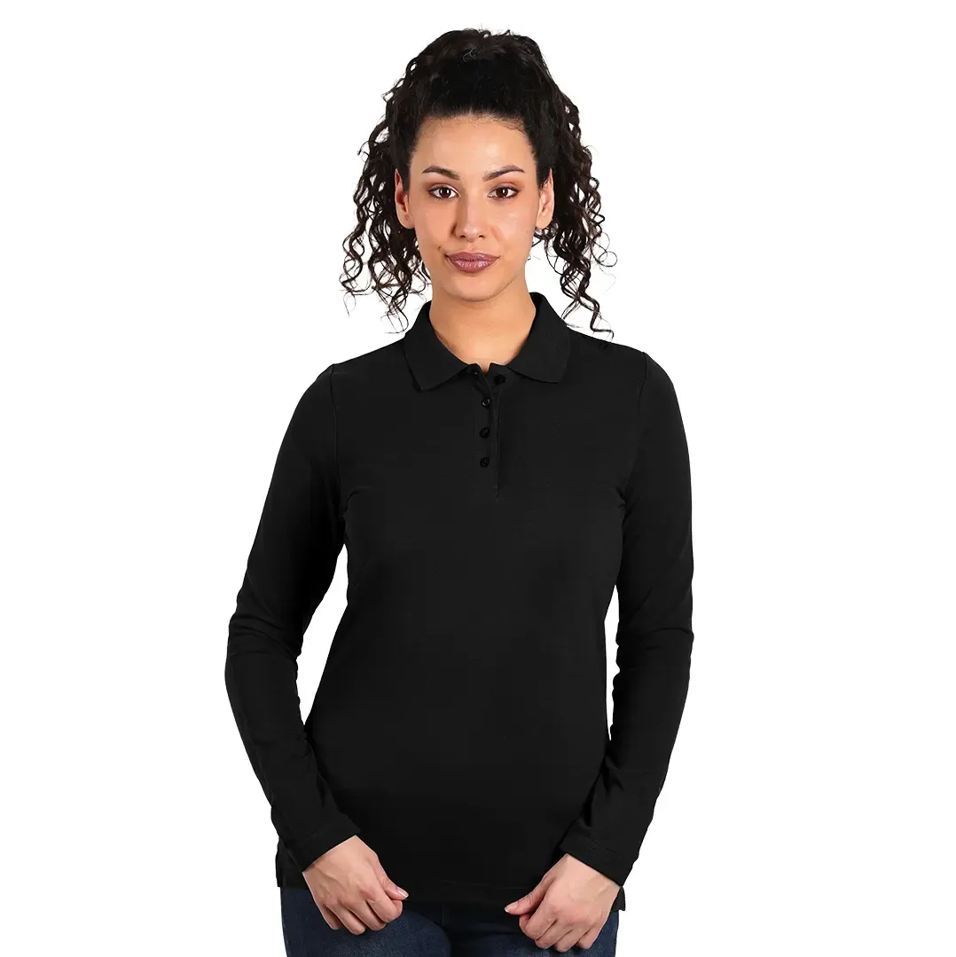 SUNNY LSL, ženska pamučna polo majica dugih rukava, 180 g/m2, crna