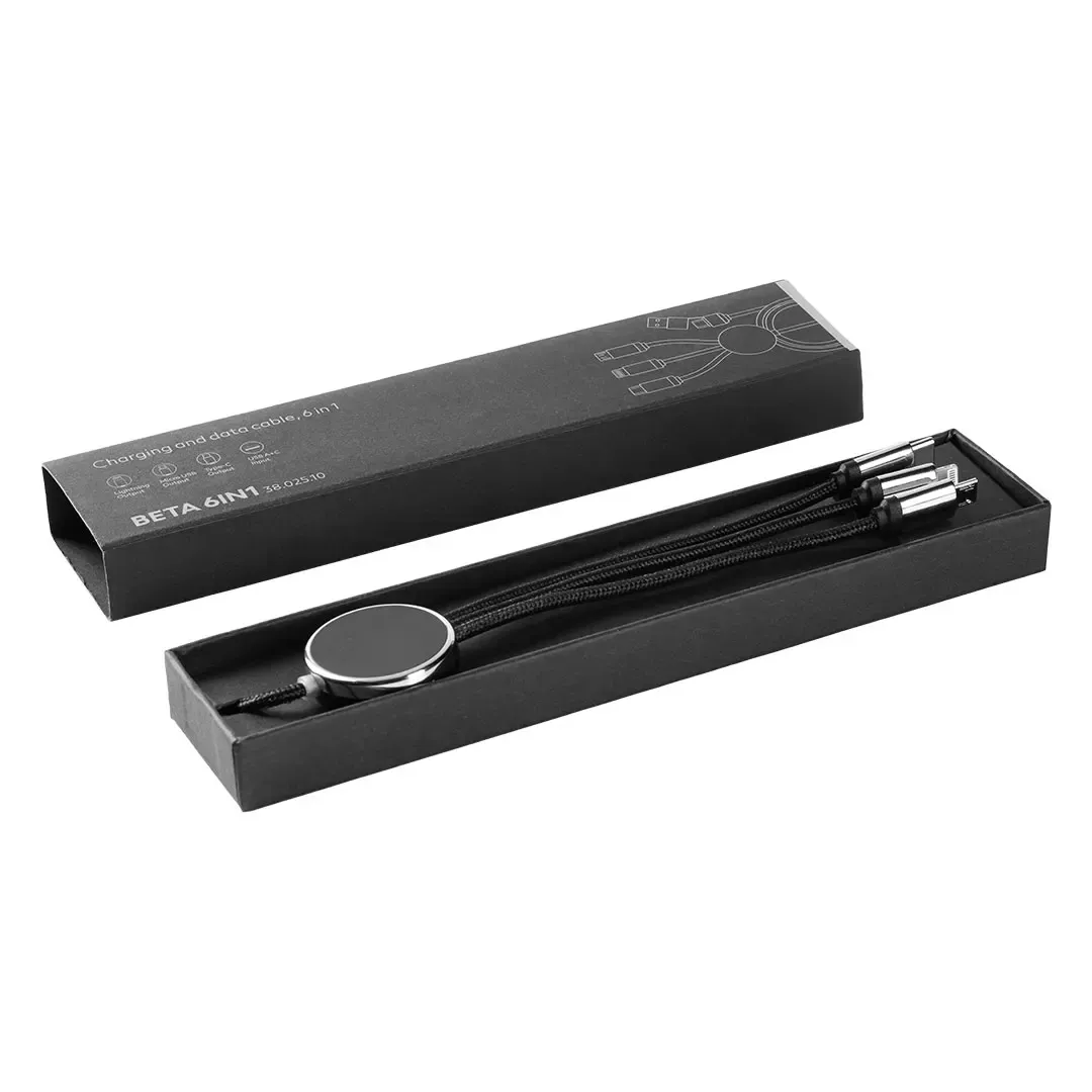 BETA 6IN1, usb type-c kabl za punjenje i prenos podataka, 6 u 1, crni