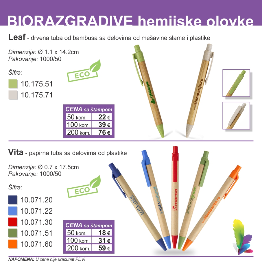 Kataloški list: Eko olovke — Leaf, Vita