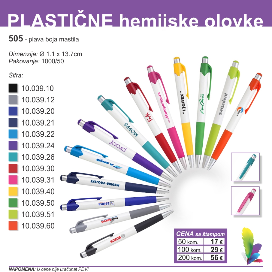 Kataloški list: Plastične olovke — 505