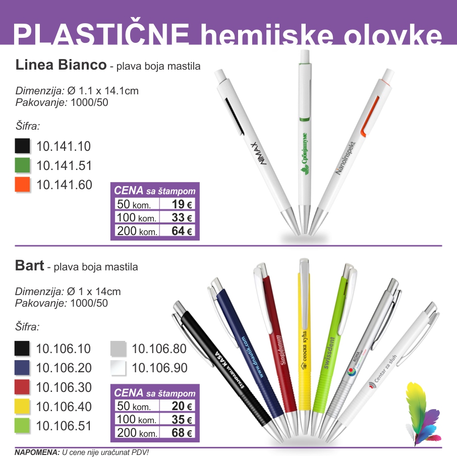 Kataloški list: Plastične olovke — Linea Bianco, Bart