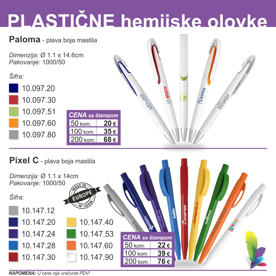Kataloški list: Plastične olovke — Paloma, Pixel C