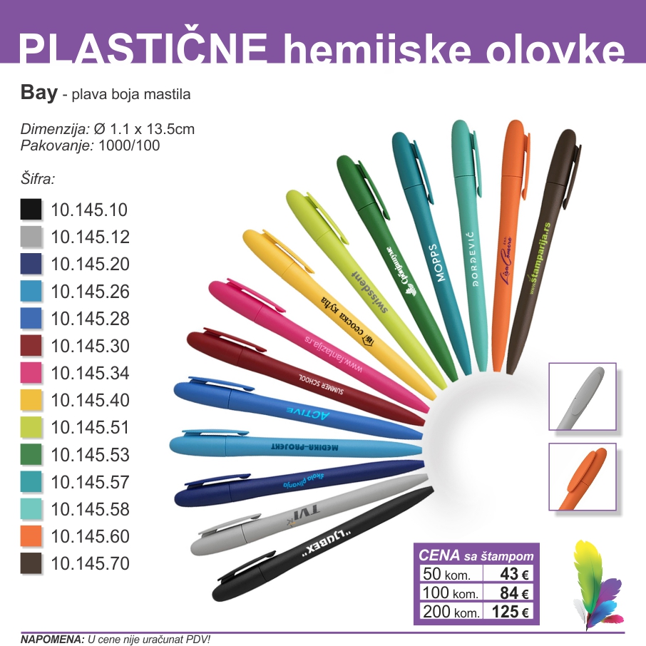 Kataloški list: Plastične olovke — Bay