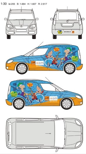 Skica i dimenzije vozila za auto folije