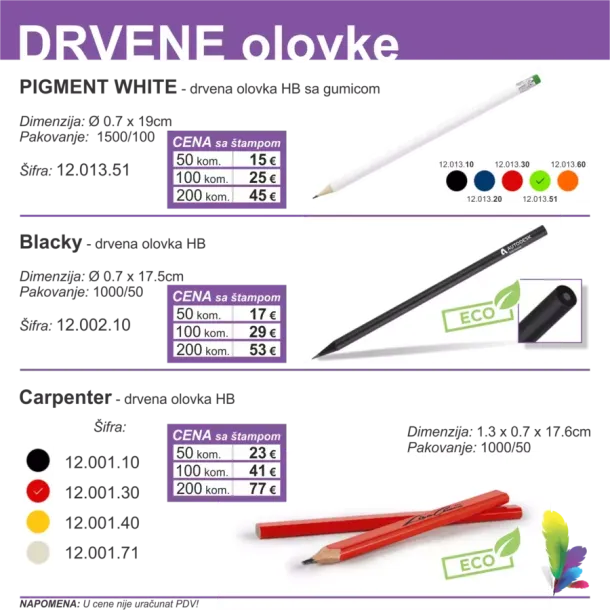 Drvene olovke sa stampom stamparija PROOF
